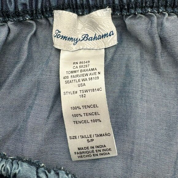 TOMMY‎ BAHAMA | Size Small Off Shoulder Flounce 100% Tencel Denim Dress Pockets - Picture 4 of 8